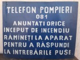 T14 Tablă vopsită industrială &ndash; Telefon Pompieri 081 &ndash; Rom&acirc;nia comunistă