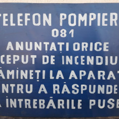 HST Tablă vopsită Pompieri 081 România comunistă decor industrială