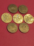 Lot 7 jetoane si &quot;chestii&quot; din tabla, diferite (monumente si tir) [poze] (4p3)