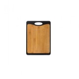 Tocator cu 2 fete Divers-Shop, din bambus si plastic, forma dreptunghiulara, cu maner, 35x25x1 cm, Negru/Maro, Oem