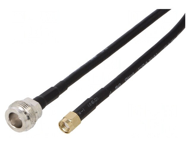 Cablu Coaxial 50&Omega; 1m N Mamă la RP-SMA Tată Negru