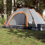 VidaXL Cort camping, 5 persoane, gri/oranj, setare rapidă