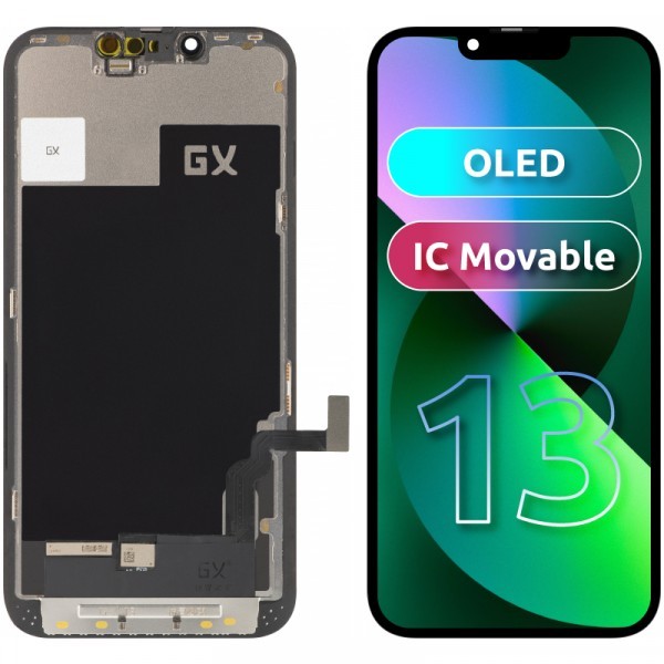 Display cu Touchscreen GX pentru Apple iPhone 13, cu Rama, Versiune OLED IC Movable, Negru