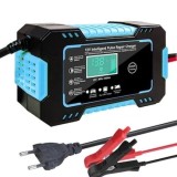 Redresor pentru baterii auto/moto/camion, cu afisaj electronic, dimensiuni reduse, smart, mod iarna, impulsuri si incarcare rapida, negru