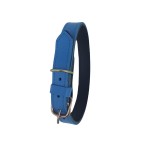 Zgarda caini piele naturala albastra, 60 cm x 2.5 cm, talie medie/mare, ajustabila 40-50cm, confectionata manual