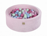 Piscina uscata cu 200 de bile (Mint, Baby blue, roz deschis, roz pastel) MeowBaby , 90x30 cm, Catifea Pastel Pink, Meowbaby&reg;