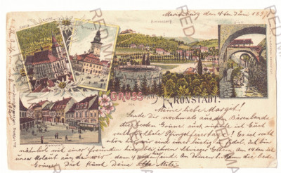 4443 - BRASOV, Litho, Romania - old postcard - used - 1897 foto
