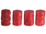 Cumpara ieftin Set 4 lumanari Craciun rosii &Oslash; 7 cm x 11 H