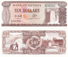 Guyana 10 Dollars 1989 UNC foto