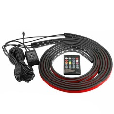 Kit 4 benzi LED auto RGB, sub masina, telecomanda, joc lumini foto