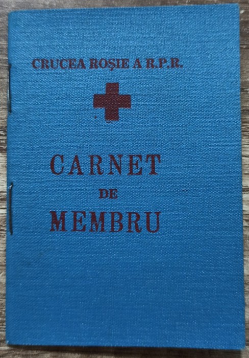 Carnet de membru Crucea Rosie a RPR