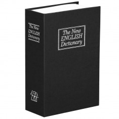 Caseta valorica tip carte ENGLISH mare 240x155x55 mm negru cheie