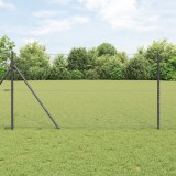 Gard Hexagonal vidaXL Gri 1x10 m Oțel, St&acirc;lpi Gard vidaXL 7 buc Gri &Oslash;32 mm 150 cm Oțel Galvanizat