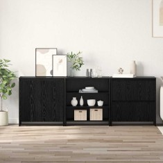 vidaXL Bufet 3 pcs Stejar negru 70 x 41 x 75 cm Lemn compozit