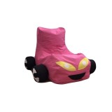 Fotoliu tip masinuta, Big Bean Bag pentru copii, textil umplut cu perle polistiren, roz