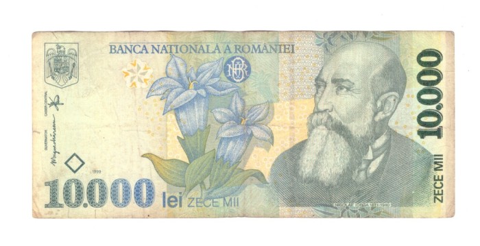 Bancnota 10000 lei 1999, circulata, stare buna