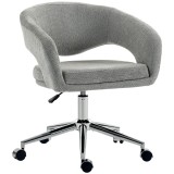 HOMCOM Scaun de birou ergonomic, fotoliu de birou din chenille cu &icirc;nălțime reglabilă, spătar curbat, Gri | Aosom Romania