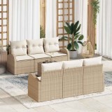 VidaXL Set de canapele pentru grădină 7 pcs Bej 55 x 55 x 37 cm