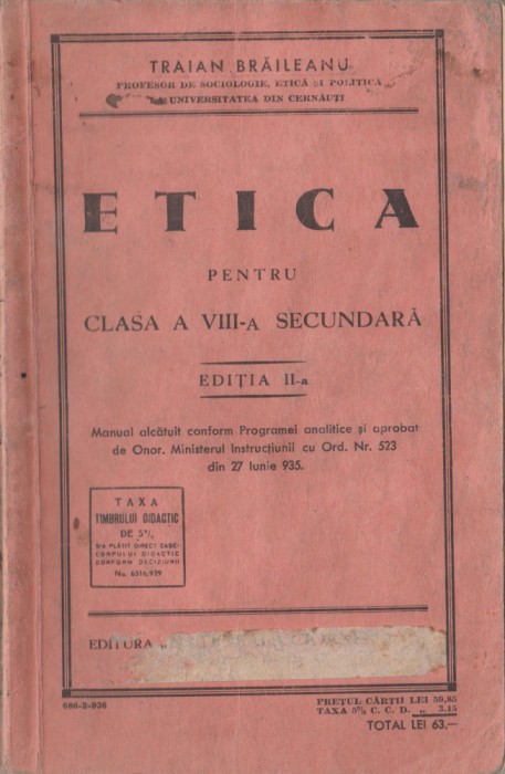 Traian Braileanu - Manual Etica clasa a VIII-a secundara (editia a II-a)