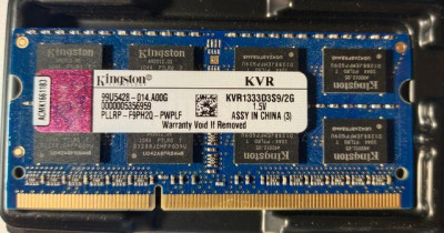 Memorie Laptop Kingston 2GB DDR3 10600S 1333Mhz KVR1333D3S9 foto