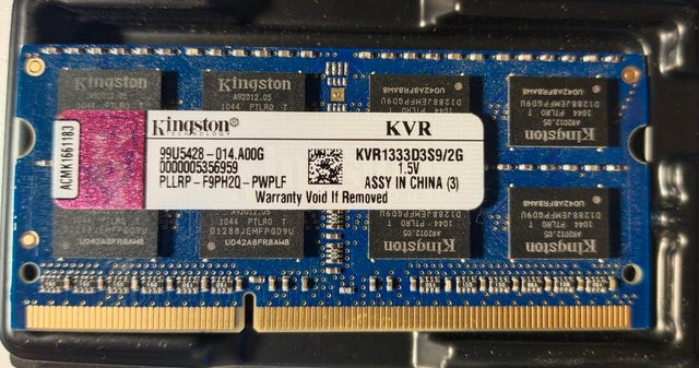 Memorie Laptop Kingston 2GB DDR3 10600S 1333Mhz KVR1333D3S9