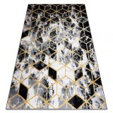 Modern covor 3D GLOSS 409A 82 Cub stilat, glamour, art deco negru / aur / gri, 70x250 cm, Dreptunghi, Polipropilena