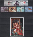 Azerbaidjan 1996 - Jocurile Olimpice - Atlanta - Medaliați cu aur la J.O. anterioare (inclusiv Nadia Comăneci !), Serie + Colita, MNH