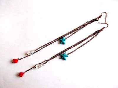 Cercei lant cupru, howlite si turcoaz, cercei cadou femei 34796 foto