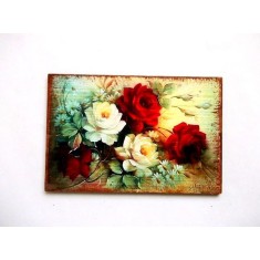 Trandafiri albi, rosii si alte flori, magnet frigider 35943
