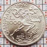 1328 San Marino 1000 Lire 1991 Barcelona Olympics 1992 km 272 UNC argint, Europa