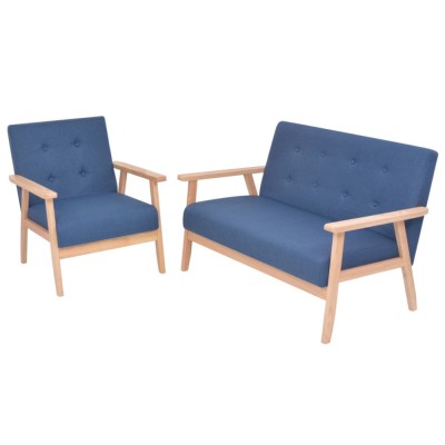 vidaXL Set canapea, 2 piese, textil, albastru foto
