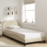 VidaXL Cadru de pat cu tăblie fără saltea, crem, 80x200 cm, textil