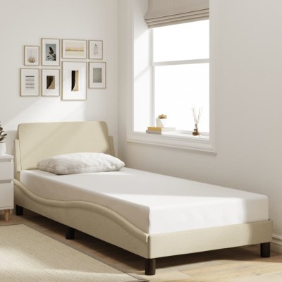 vidaXL Cadru de pat cu tăblie fără saltea, crem, 80x200 cm, textil 373070 foto