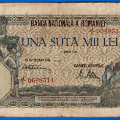 (2) BANCNOTA ROMANIA - 100.000 LEI 1946 (1 APRILIE 1946), PERIOADA REGALISTA