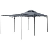 Outsunny Foișor de Grădină 3.2x3.2 m cu Acoperiș Extensibil, Foișor de Exterior cu Acoperiș Dublu Ventilat, Găuri de Drenaj, Cadru Metalic, pentru Gră