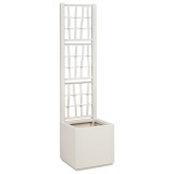 Ghiveci Grădină cu Trelis vidaXL Alb 36x36x140cm, 38L, Polipropilenă, Exterior, Patrat, Drenaj