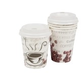 Pahare din carton pentru cafea, 50 buc, capacitate 270ml, diametru 7, 5cm, design boabe de cafea