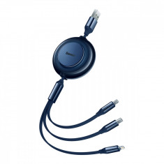 Cablu USB Tip A Baseus Bright Mirror 2 3in1 - Micro USB + Lightning + USB Tip C 3,5A 1,1m Albastru (CAMJ010003) 6932172609054