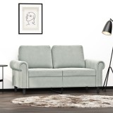 Gossi canapea cu 2 locuri, gri deschis, 120 cm, catifea