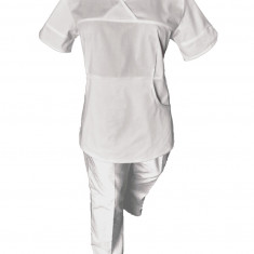 Costum Medical Pe Stil, Alb cu Elastan, Model Sanda - 3XL, 3XL