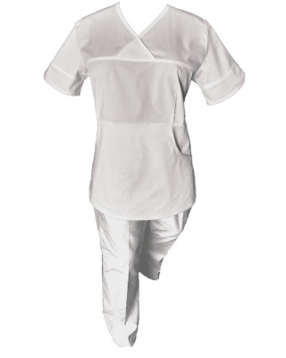 Costum Medical Pe Stil, Alb cu Elastan, Model Sanda - 4XL, 2XL foto