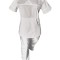Costum Medical Pe Stil, Alb cu Elastan, Model Sanda - XS, L
