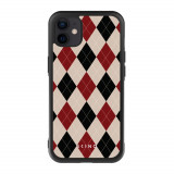 Husa iPhone 11 - Skino Argyle Elegance, textura romburi, negru bej