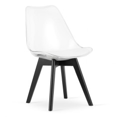 Scaun bucatarie/living, Artool, Mark, PP, lemn, transparent si negru, 49x43x82 cm