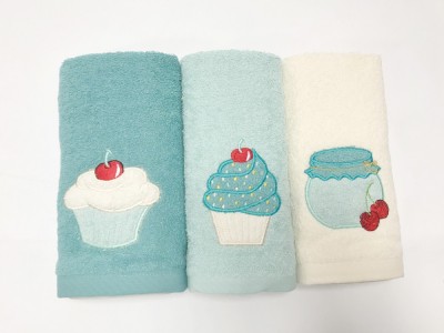 Set de 3 prosoape bucătărie Valentini Bianco Cake Turquise foto
