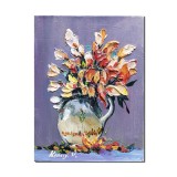 Tablou carafa cu irisi stilizati, pictat manual, 40x30cm acril pe panza in relief efect 3D, Kenny Varniote