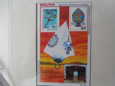Bloc timbre aviatie avioane baloane Bolivia nestampilate foto