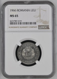 1 leu 1966 gradată NGC MS65, ALL