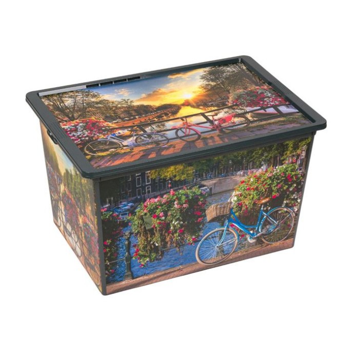 Cutie pentru depozitare cu capac, Kopenpal, Plastic, Multicolor, 50 L, 52.5x37x31 cm