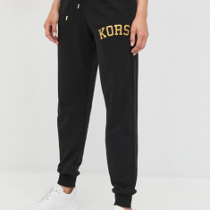 MICHAEL Michael Kors pantaloni de trening din bumbac femei, culoarea negru, neted